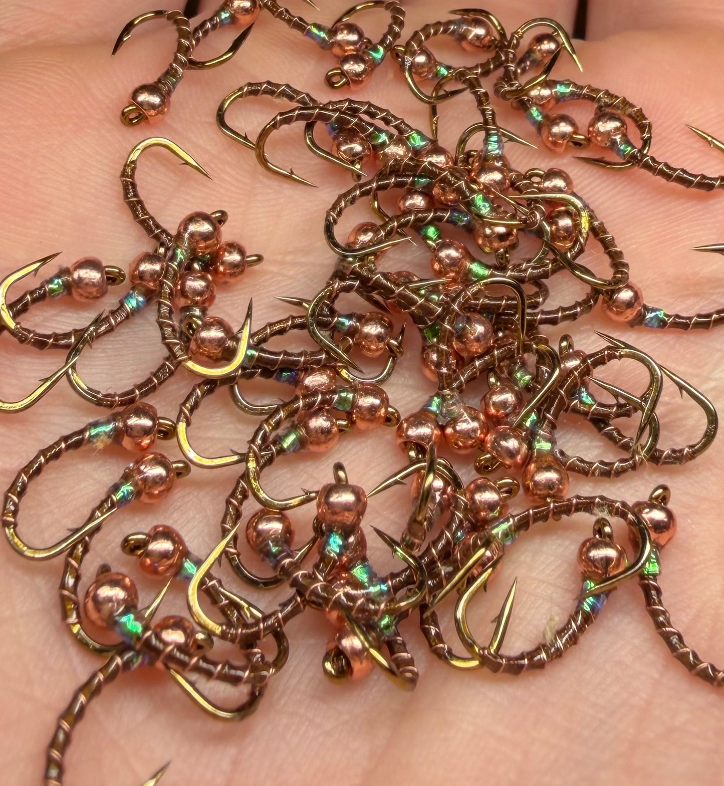 4 Pack - Brown Flash Collar Tungsten Midge *new*