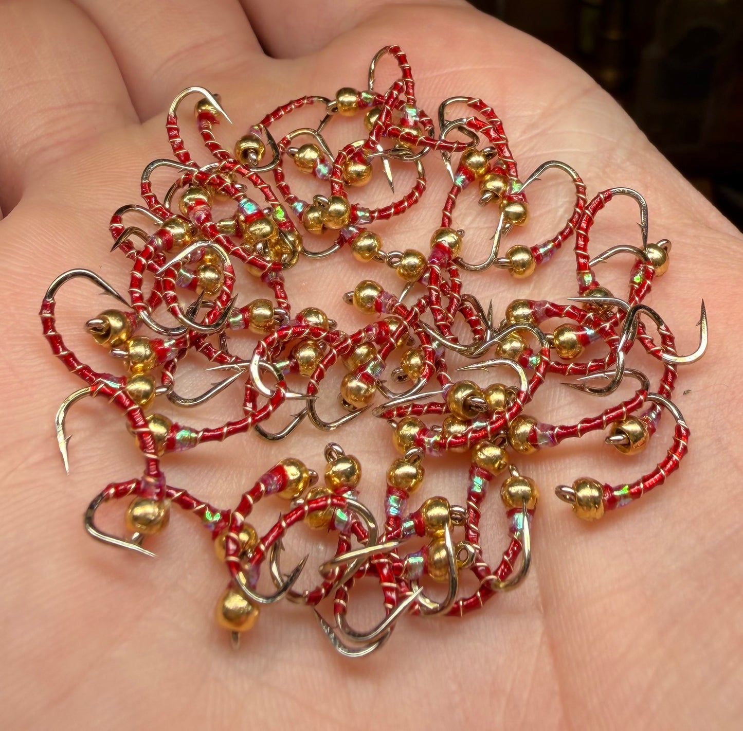 4 Pack - Red Flash Collar Tungsten Midge *new*