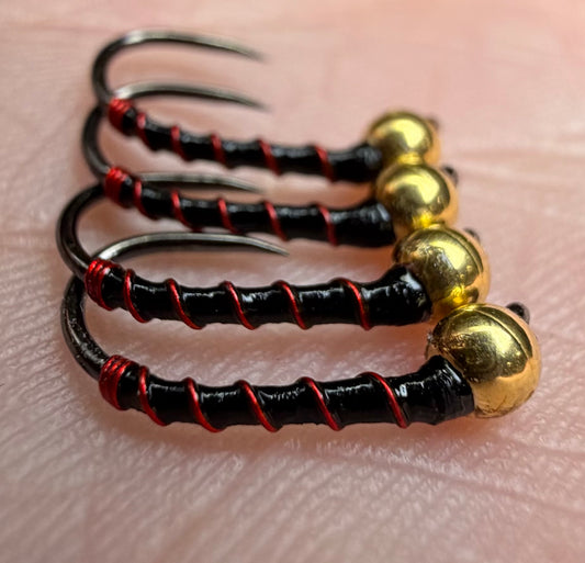 4 Pack - Gold Bead Red And Black