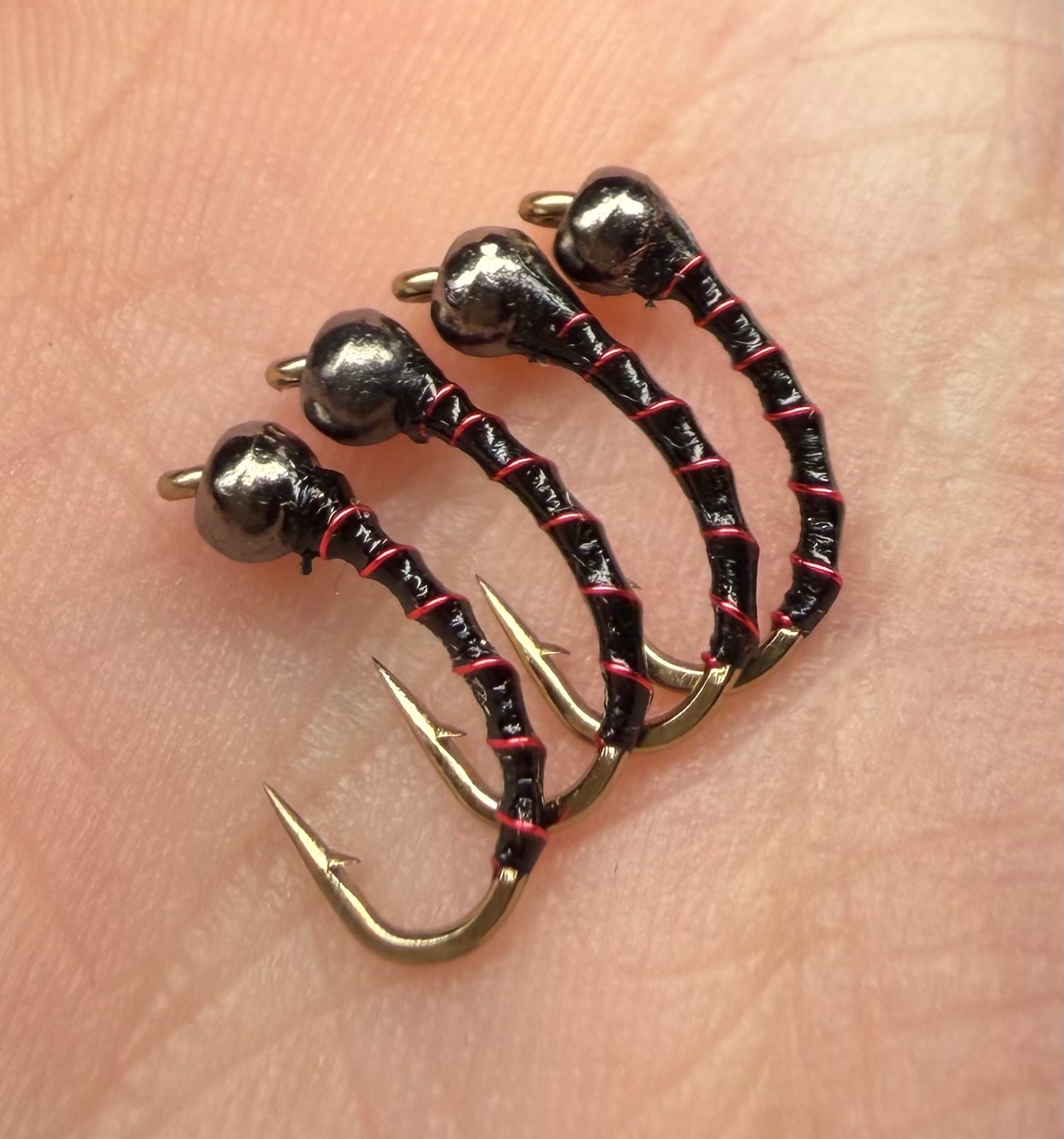 4 Pack - Black Death Tungsten Midge *new*