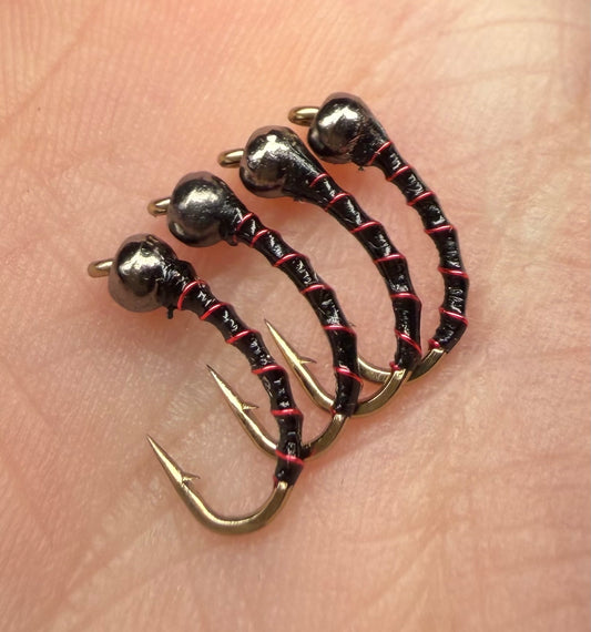 4 Pack - Black Death Tungsten Midge *new*