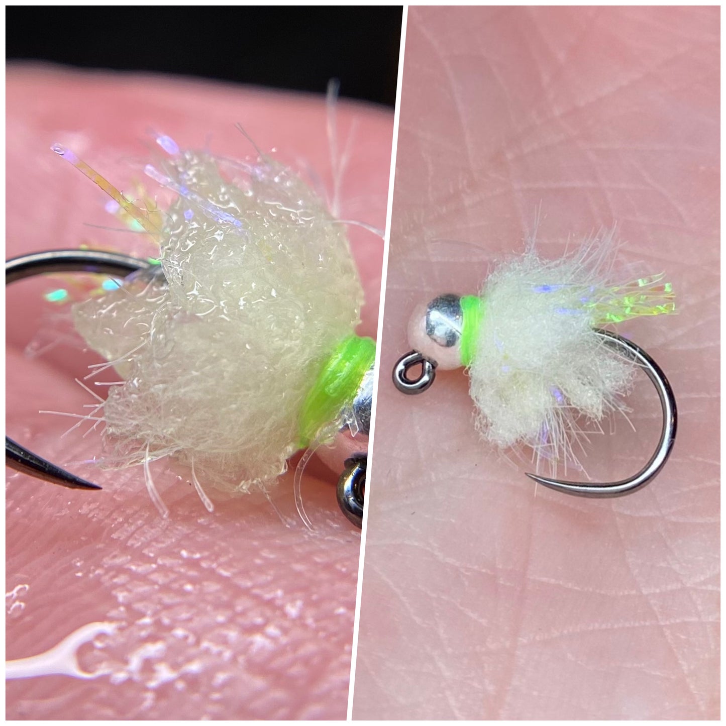 Tungsten Flash Tail UV Dead Egg Chartreuse Highlights