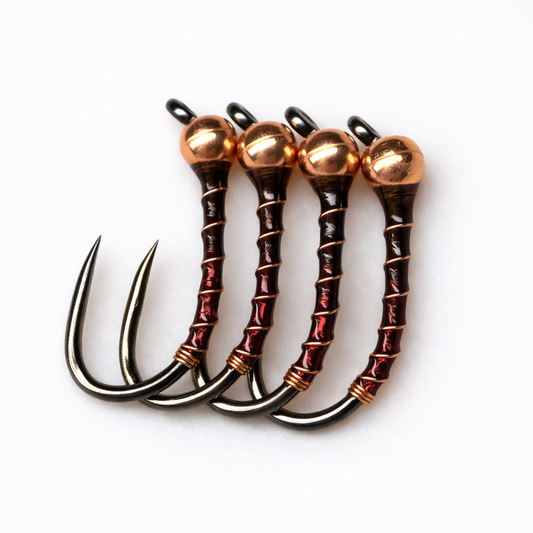 4 Pack - “Producer” Flash Butt Midge, Wine/Brown