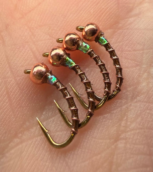 4 Pack - Brown Flash Collar Tungsten Midge *new*