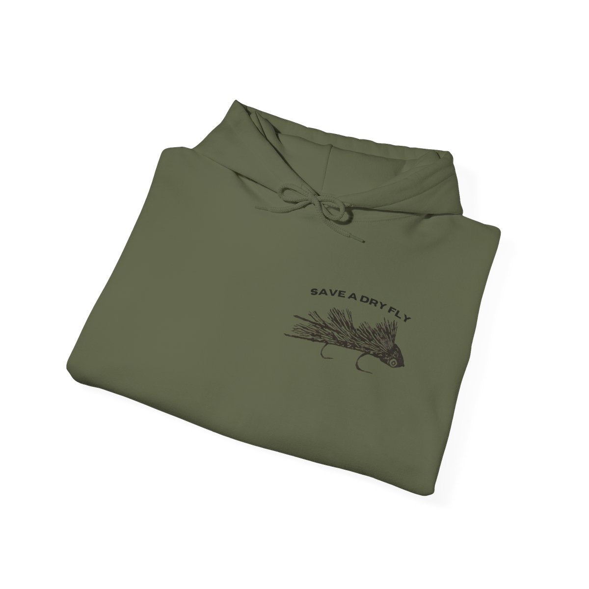 "Save a Dry Fly" Streamer Hoodie, Olive